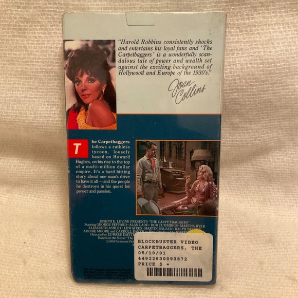 The Carpetbaggers VHS Tape Harold Robbins Blockbuster Video READ - Picture 2 of 10